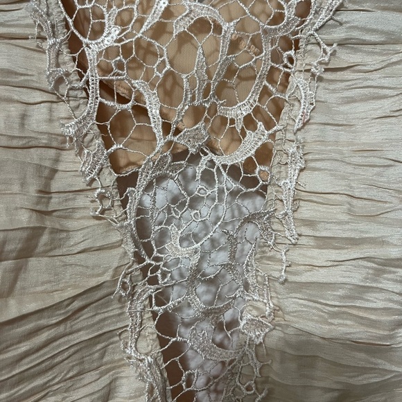 Free people women’s NWT mini long sleeve dress ruffles peach pink size 2 boho - Picture 4 of 5